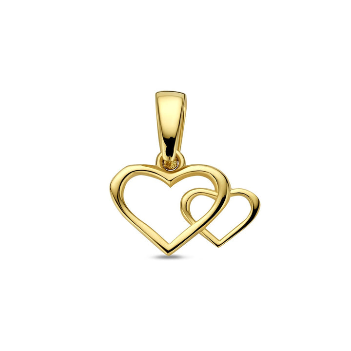 14k Geelgouden hanger met dubbele hartjes