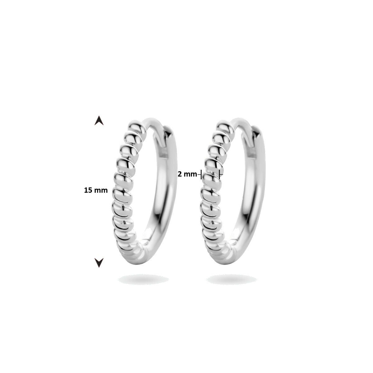 Gerhodineerde 925 zilveren klapoorringen 2 mm