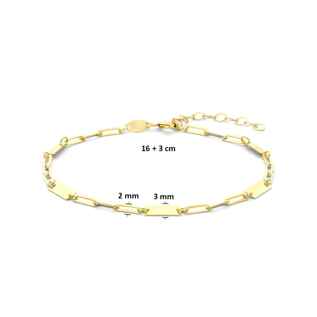 9k geelgouden armband met stijlvolle plaatjes