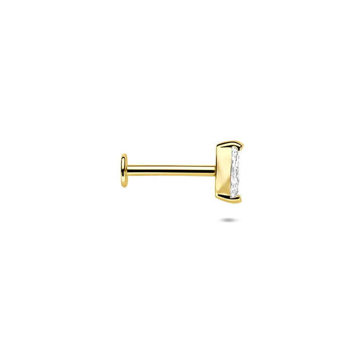 14k Geelgouden flat back piercing met zirkonia – verfijnde sparkle