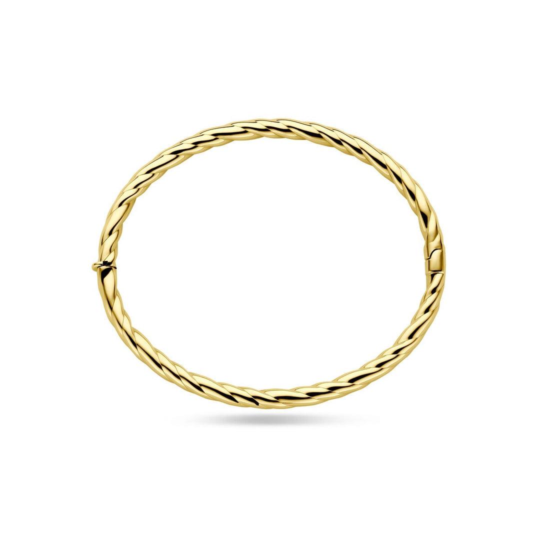 14k geelgouden bangle met gedraaide buis – 4 mm breed, diameter 60 mm