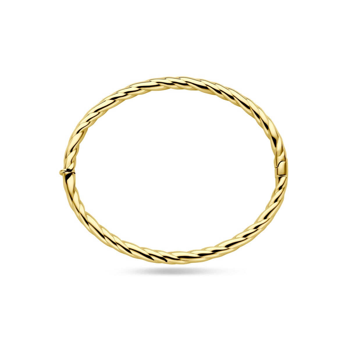14k geelgouden bangle met gedraaide buis – 4 mm breed, diameter 60 mm