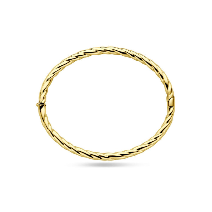 14k geelgouden bangle met gedraaide buis – 4 mm breed, diameter 60 mm