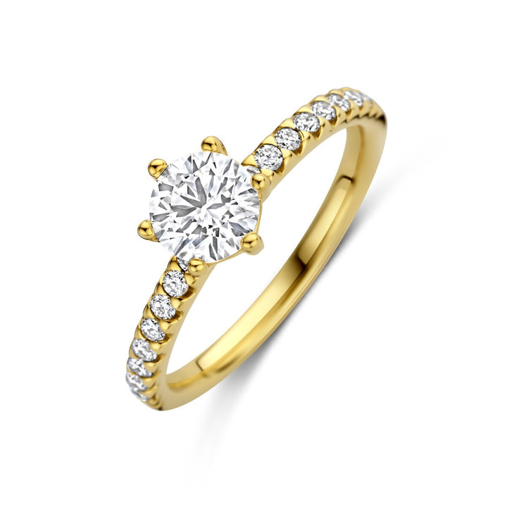 Gouden dames ring met lab grown diamant – 14k geelgoud