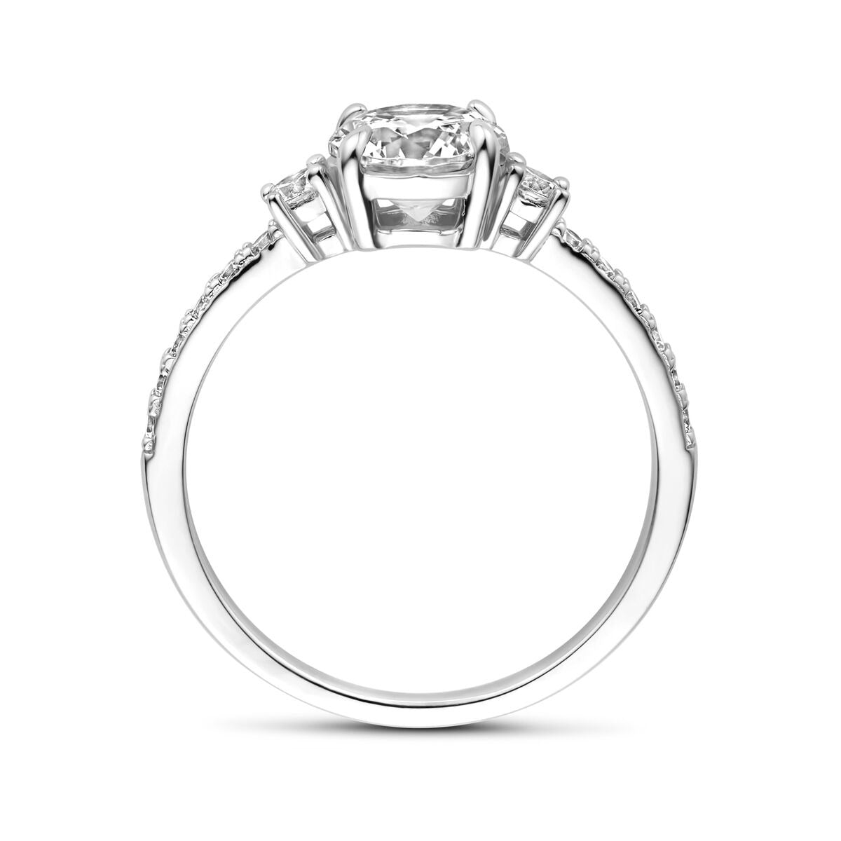 Zilveren damesring met briljant geslepen zirkonia – gerhodineerd 925 zilver, 6,5 mm breed