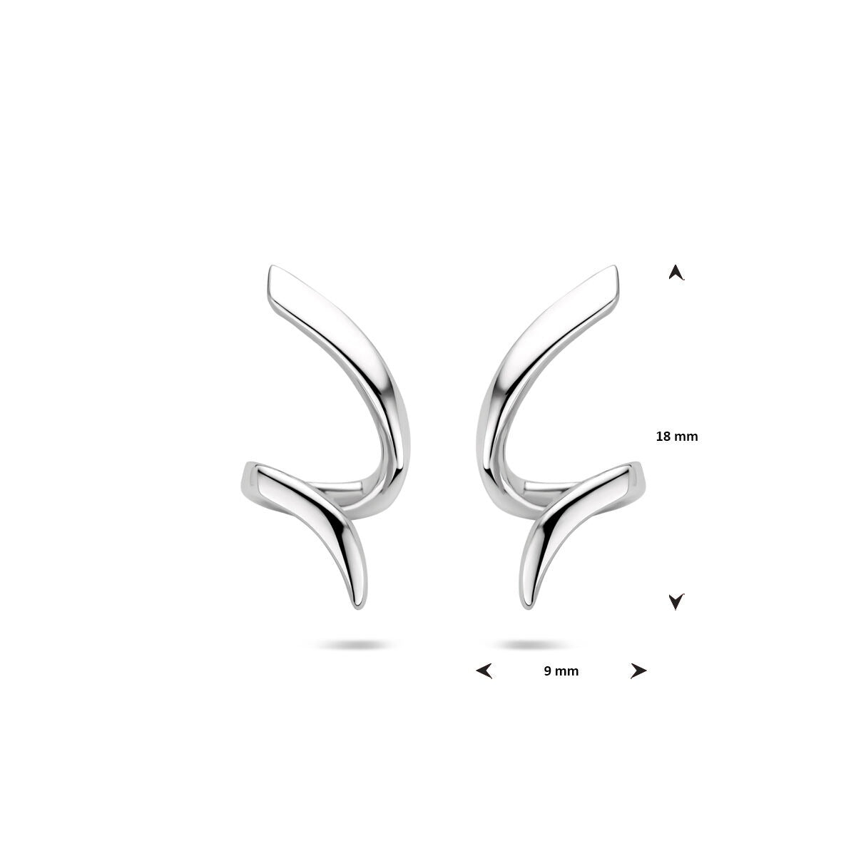 Zilveren oorknoppen gedraaid – gerhodineerd 925 zilver, 18 x 9 mm