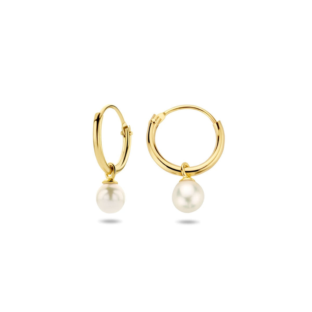 earrings with pendants freshwater pearl 14K yellow gold