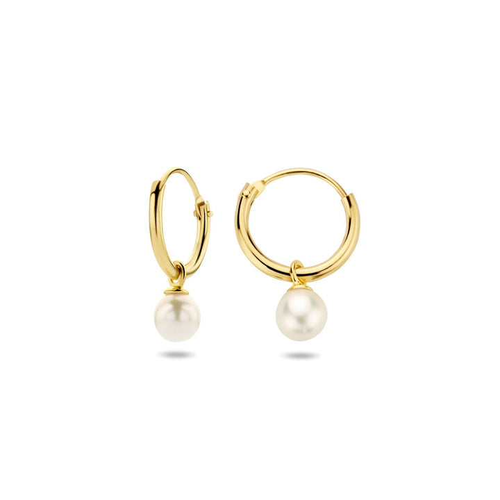 earrings with pendants freshwater pearl 14K yellow gold