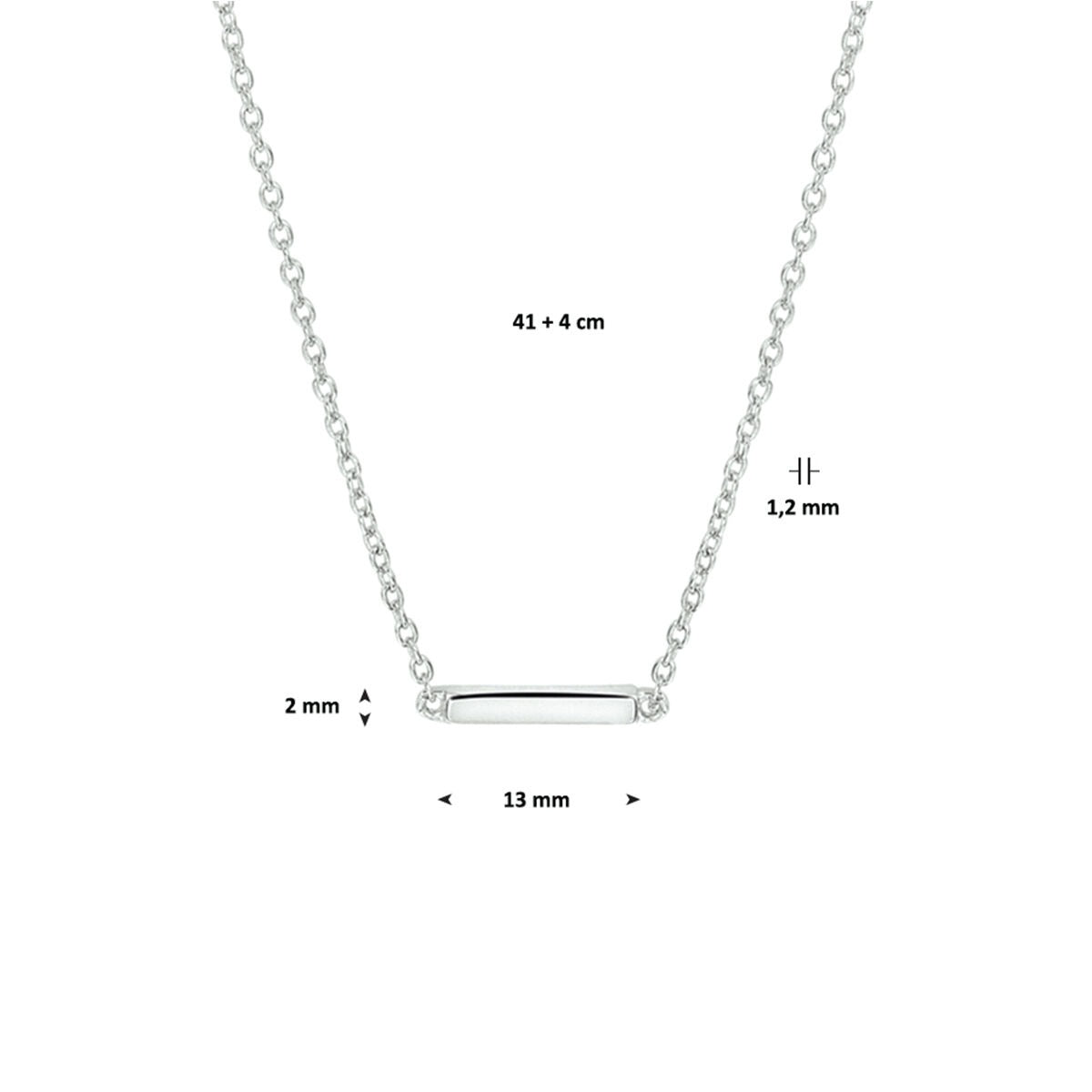 necklace bar 41 + 4 cm silver rhodium plated