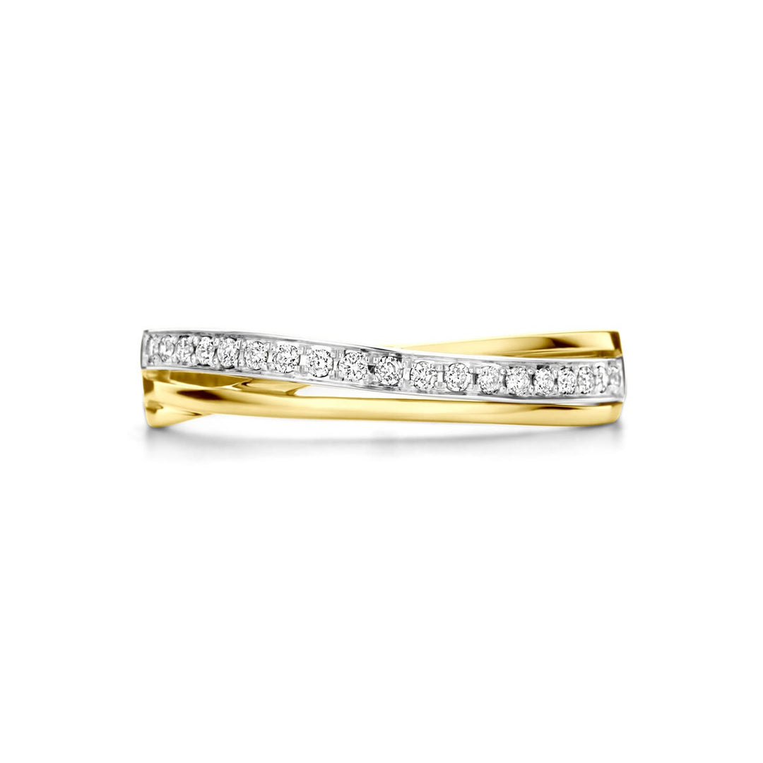 14k bicolor ring met 0.13ct diamant