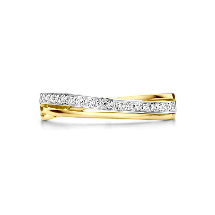14k bicolor ring met 0.13ct diamant