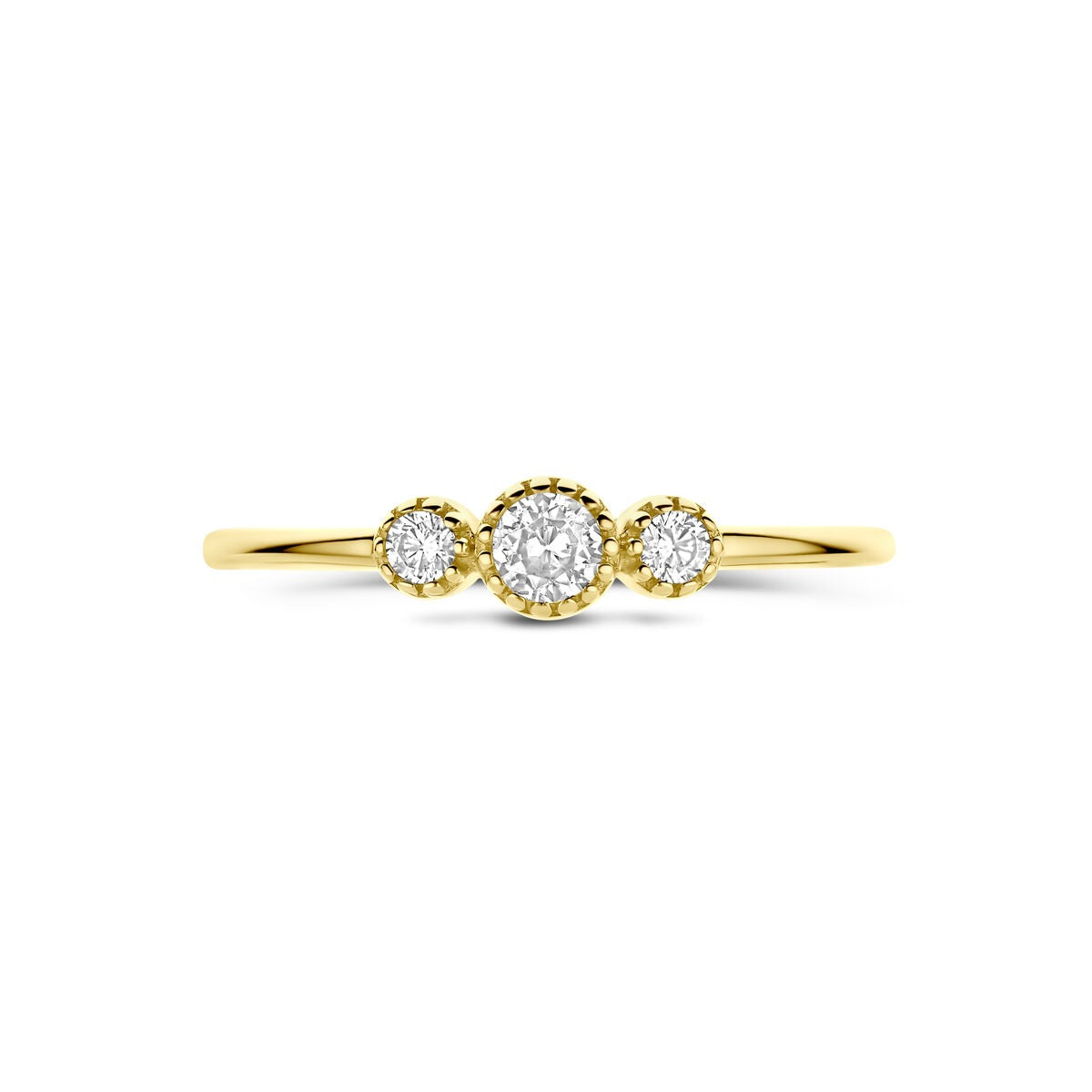 Gouden damesring met zirkonia – 14k geelgoud