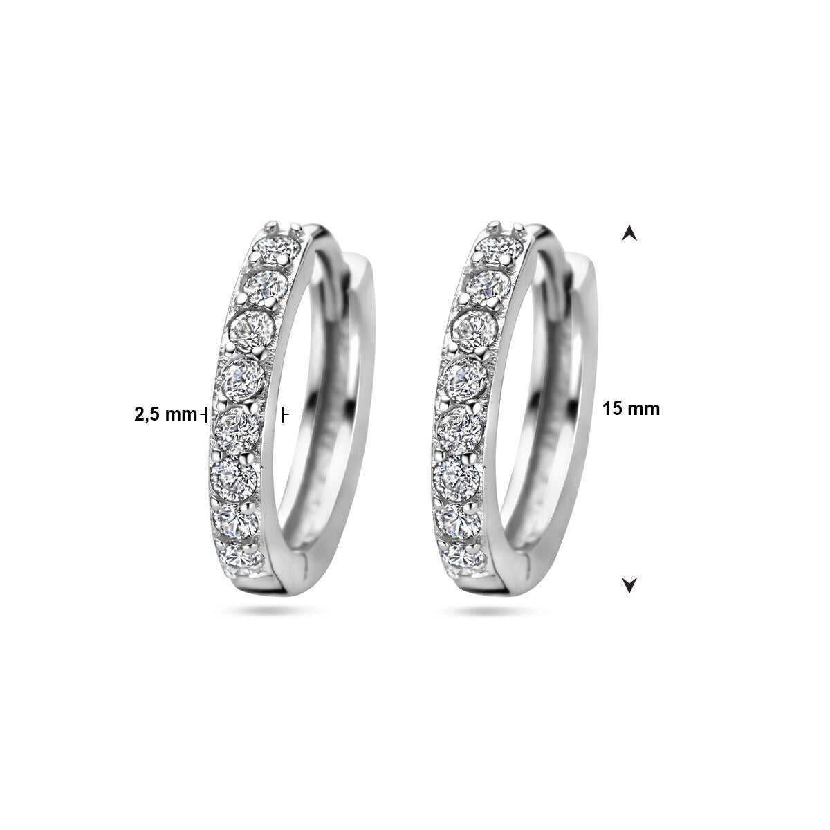 drop earrings zirconia silver rhodium plated