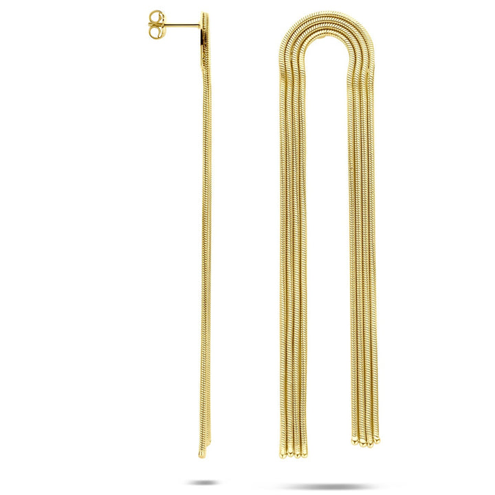 Vergulde zilveren dames oorhangers – schakelmotief  91 mm 1 micron