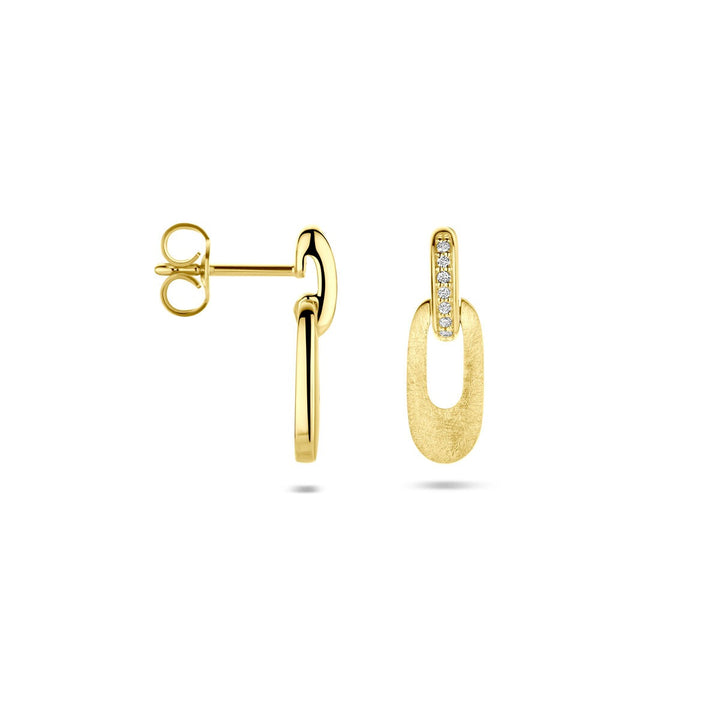 14k geelgouden oorhangers met briljant geslepen diamant 0.04ct