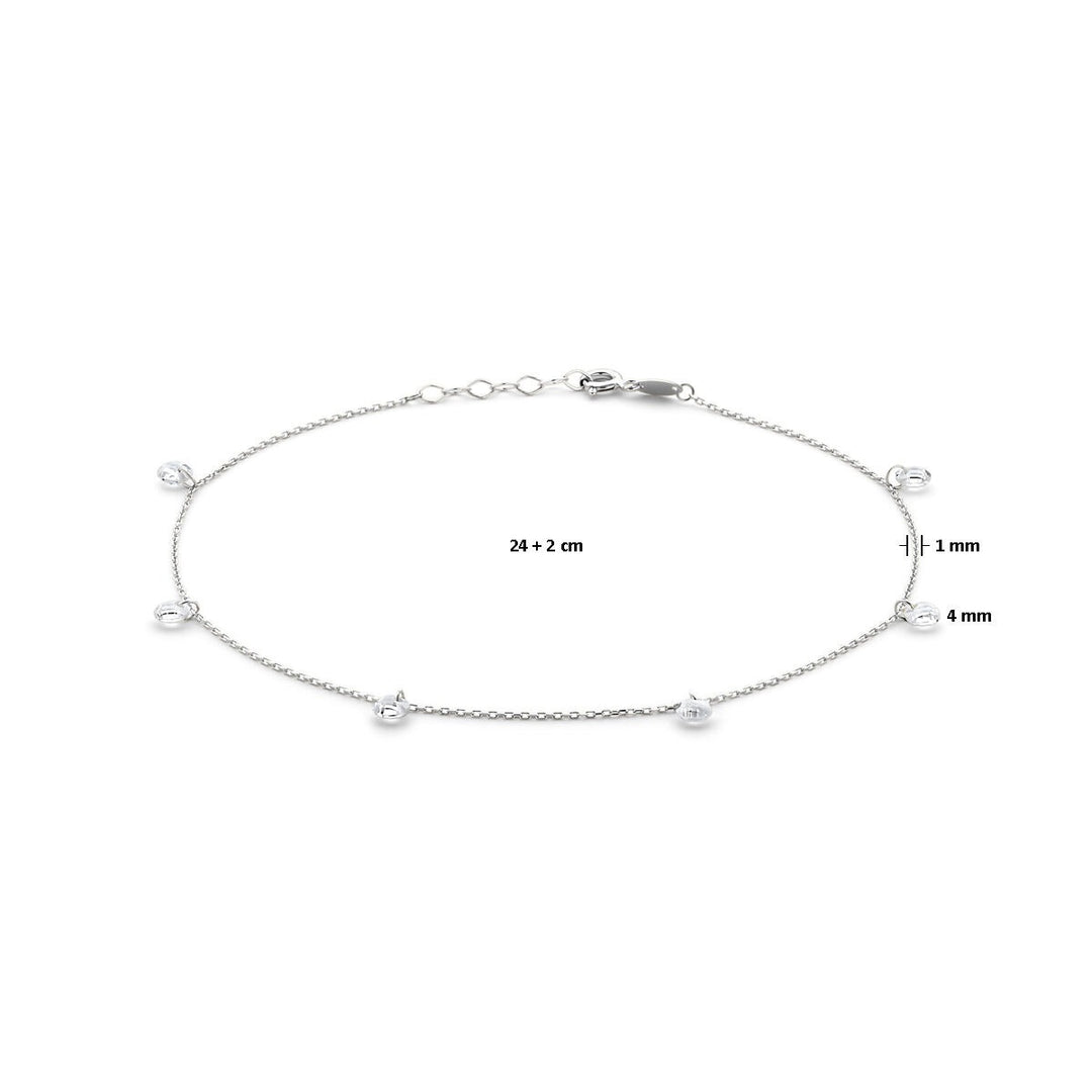 925 Gerhodineerd Zilveren Enkelbandje met Zirkonia