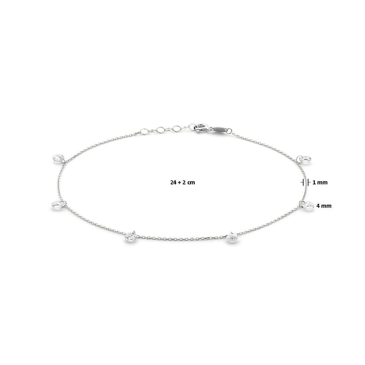 925 Gerhodineerd Zilveren Enkelbandje met Zirkonia