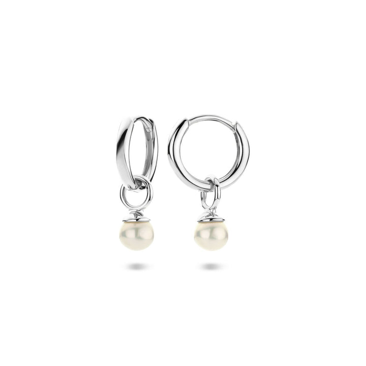 Zilveren klapoorringen met parel – gerhodineerd 925 zilver, 18 mm