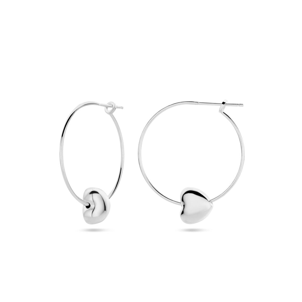 Zilveren dames oorringen met hart – gerhodineerd 31 mm