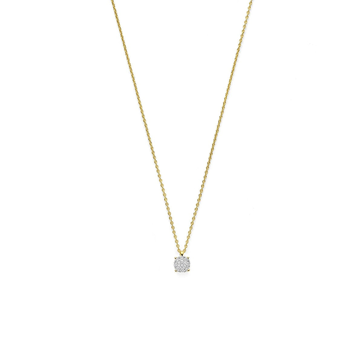 Bicolor collier van 14k goud met een vierkant diamant-hanger.