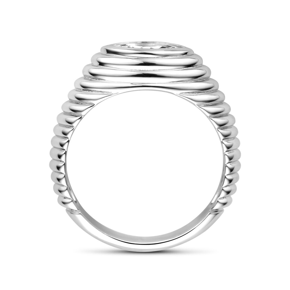 Zilveren ring met markies zirkonia – gerhodineerd 925 zilver, 7 mm breed