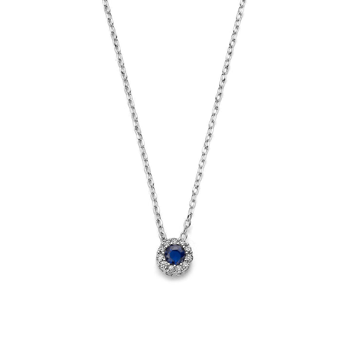 Gerhodineerd zilveren collier met saffier en zirkonia