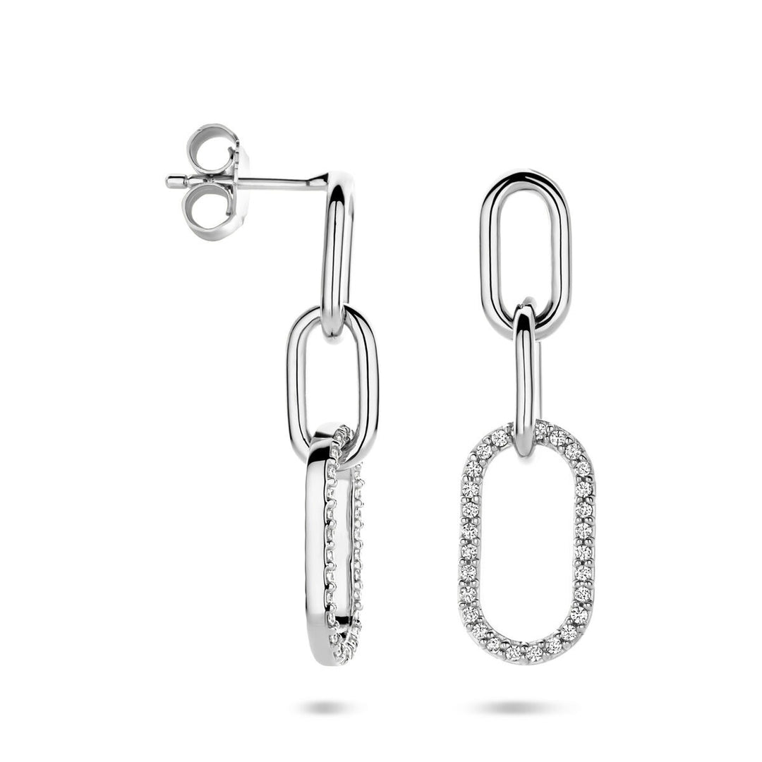 Gerhodineerd zilveren oorhangers met zirkonia