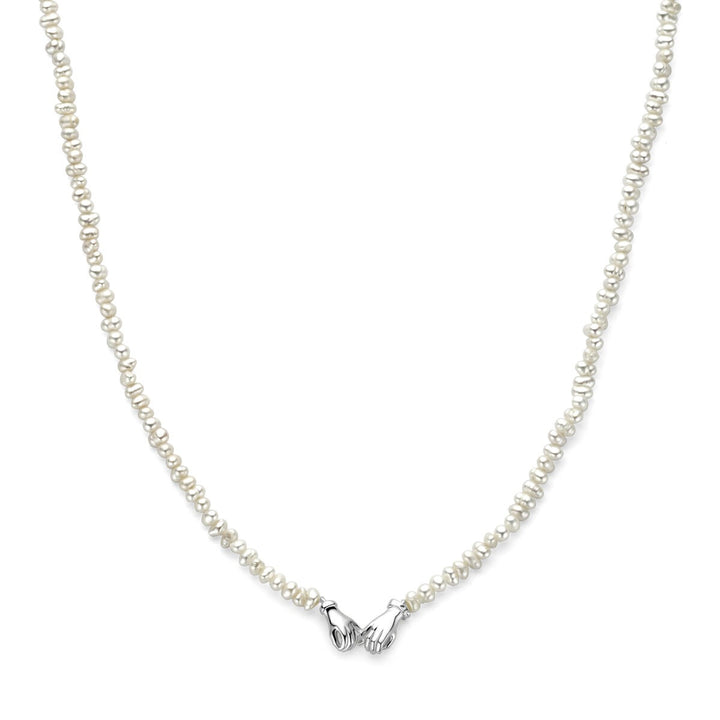 Zilveren parel ketting – gerhodineerd