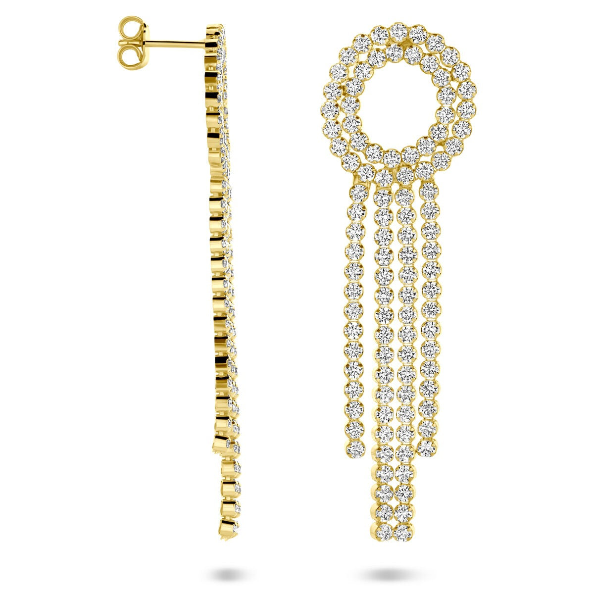 Vergulde zilveren oorhangers met zirkonia – 62 mm