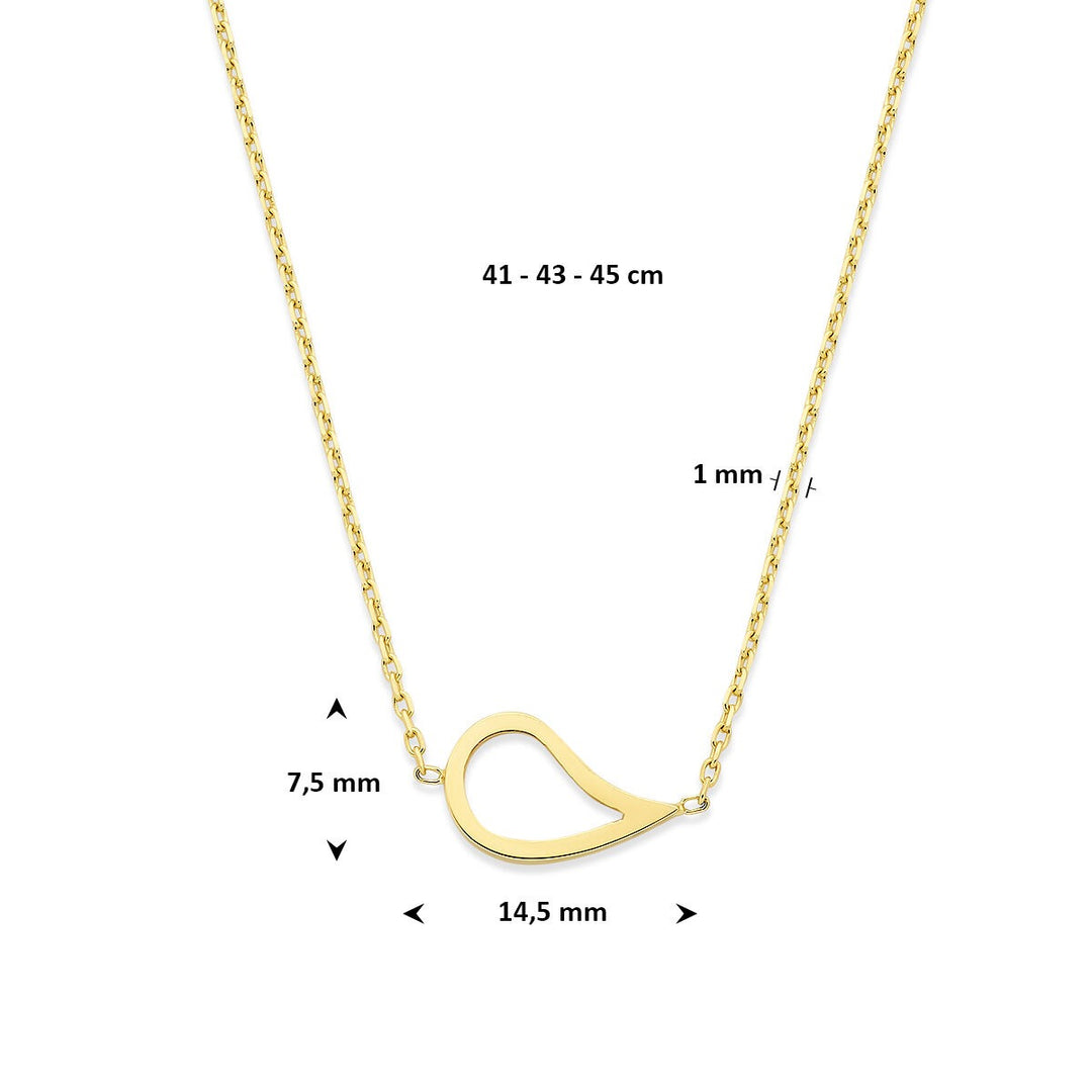 14k Geelgouden collier met druppelvormige hanger – anker schakel