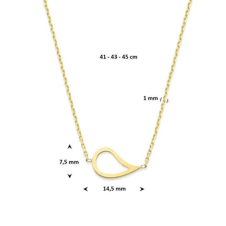 14k Geelgouden collier met druppelvormige hanger – anker schakel