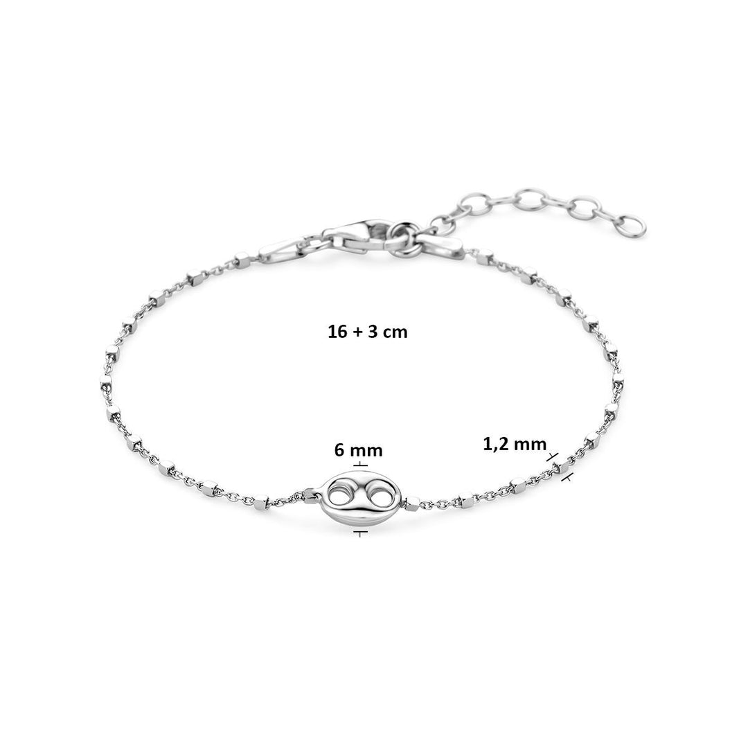 Gerhodineerd 925 zilveren koffieboon armband