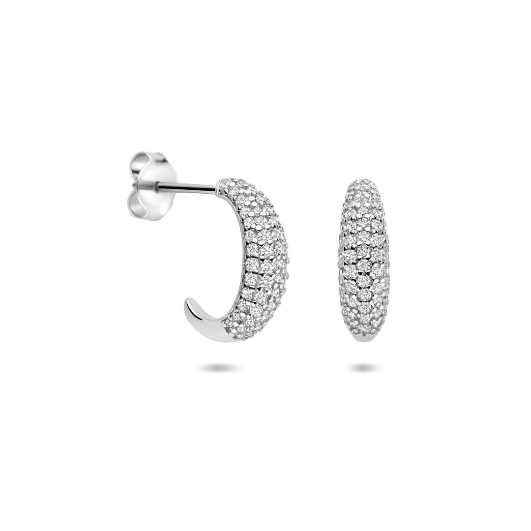 Zilveren stekeroorringen met zirkonia 14 mm