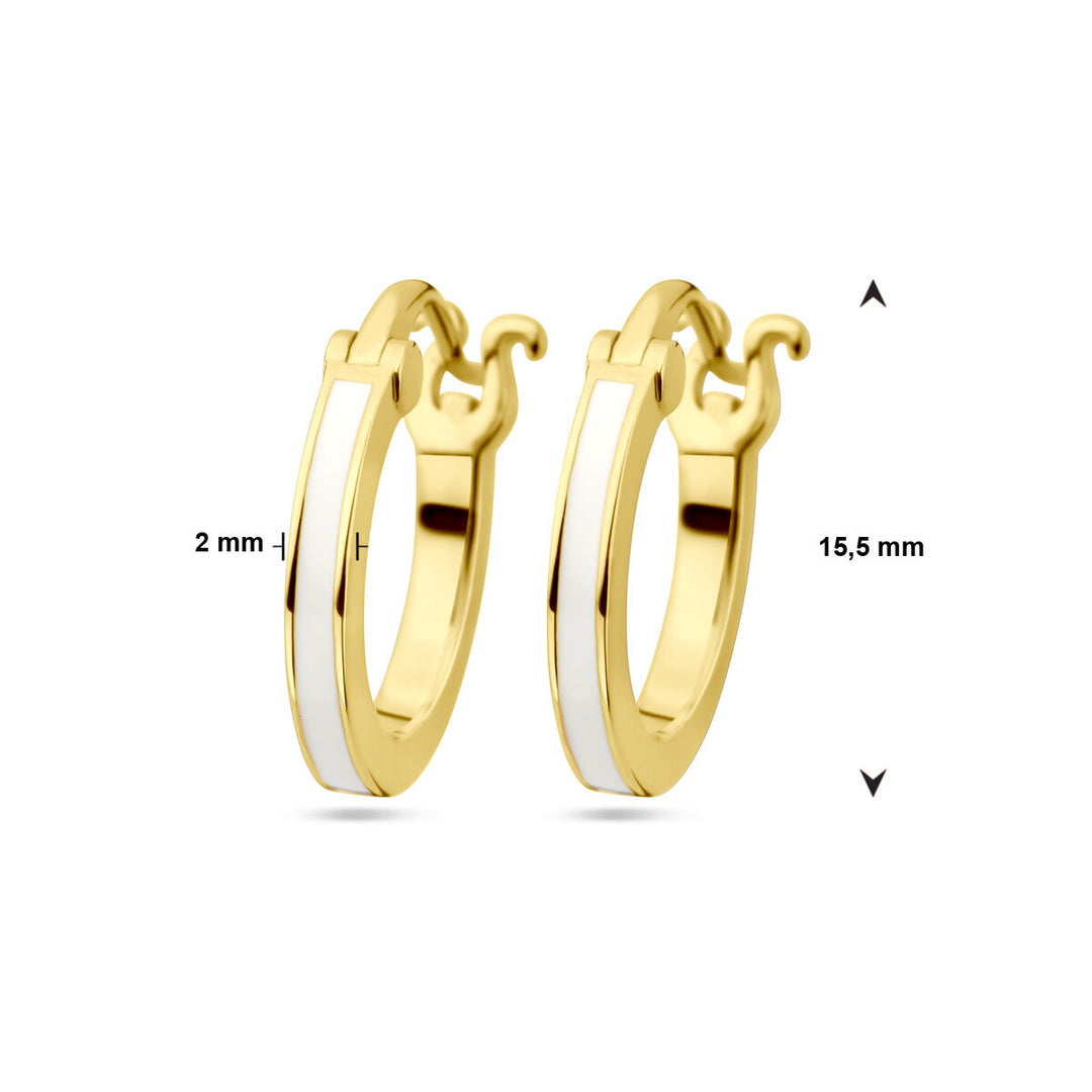 earrings white enamel 1 micron silver gold plated (yellow)