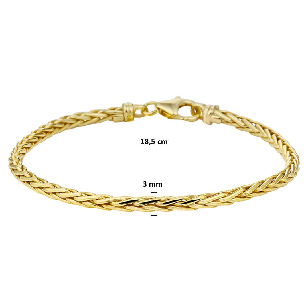 9k Geelgouden vossestaart armband met zilveren kern