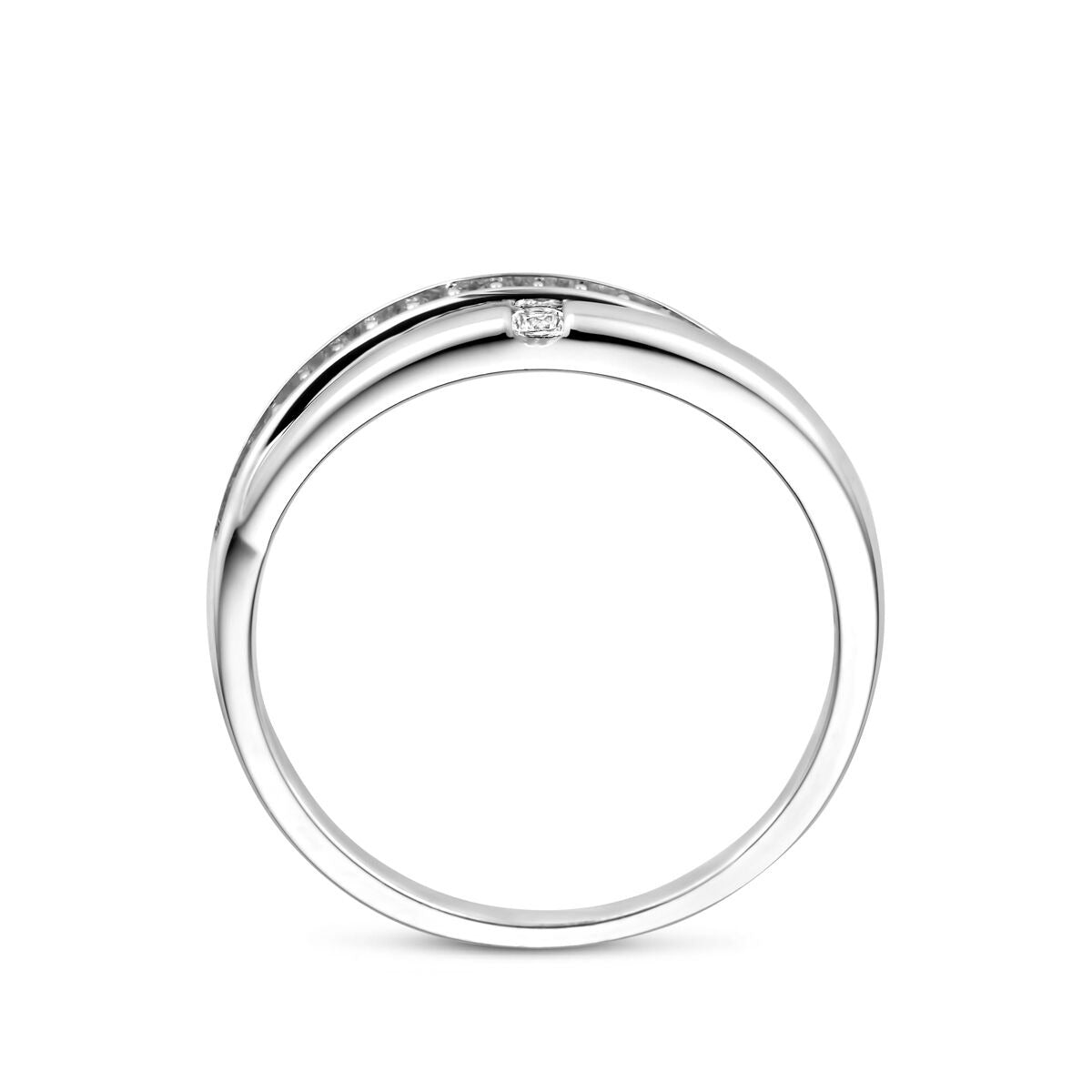 Zilveren dames ring met zirkonia – Gerhodineerd entourage ontwerp