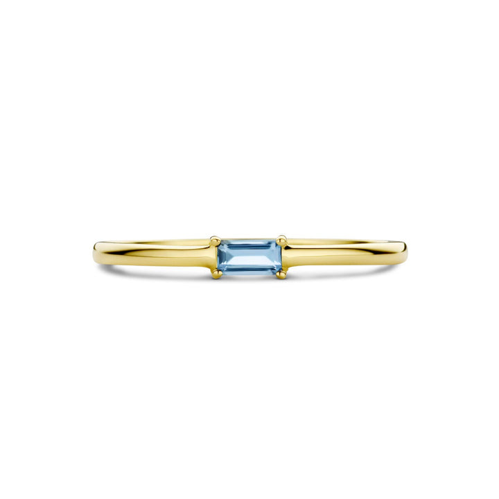 ring with birthstone aquamarine March 14K yellow gold