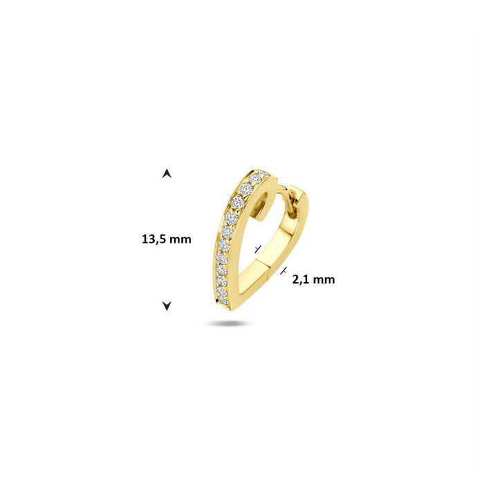 14k Geelgouden klapoorring met hart en diamant