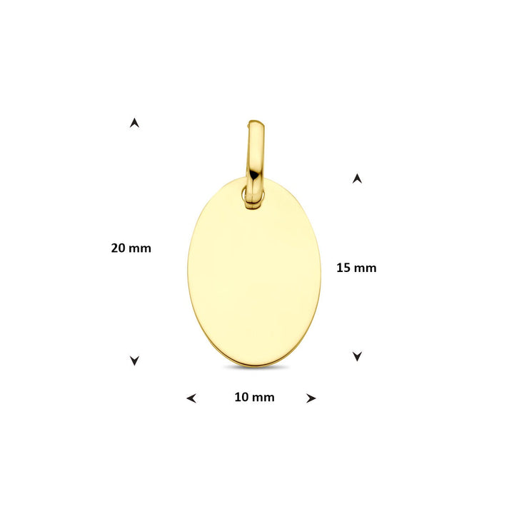 Gouden graveerhanger dames – 9k geelgoud, ovaal 20 mm