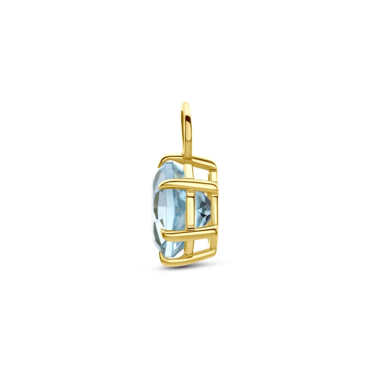 14k geelgouden oorringhanger met blauwe topaas