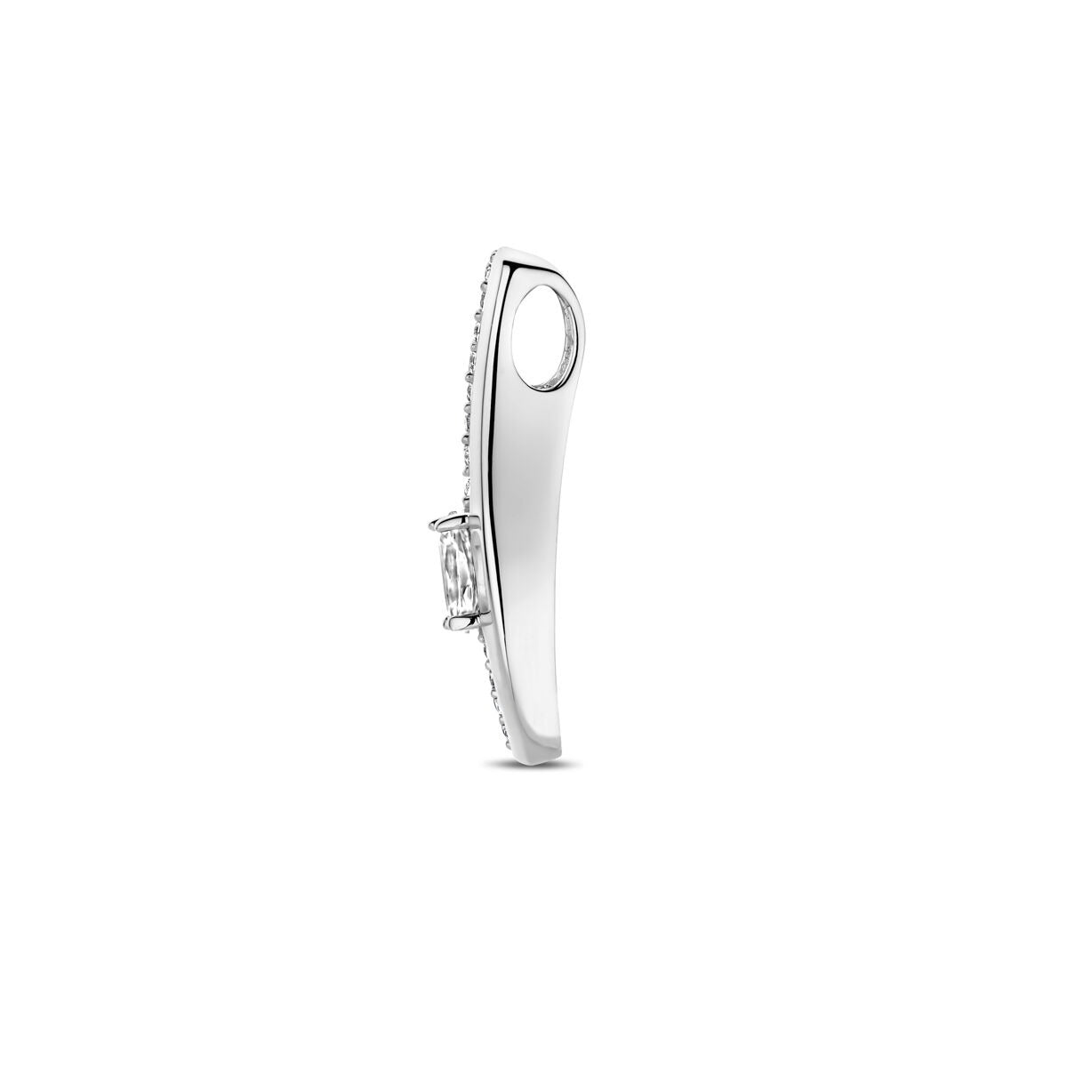 Zilveren hanger met zirkonia in staafvorm – gerhodineerd 925 zilver, 21 mm hoog