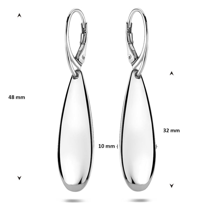 Zilveren oorhangers dames – druppelvormig design 48 mm