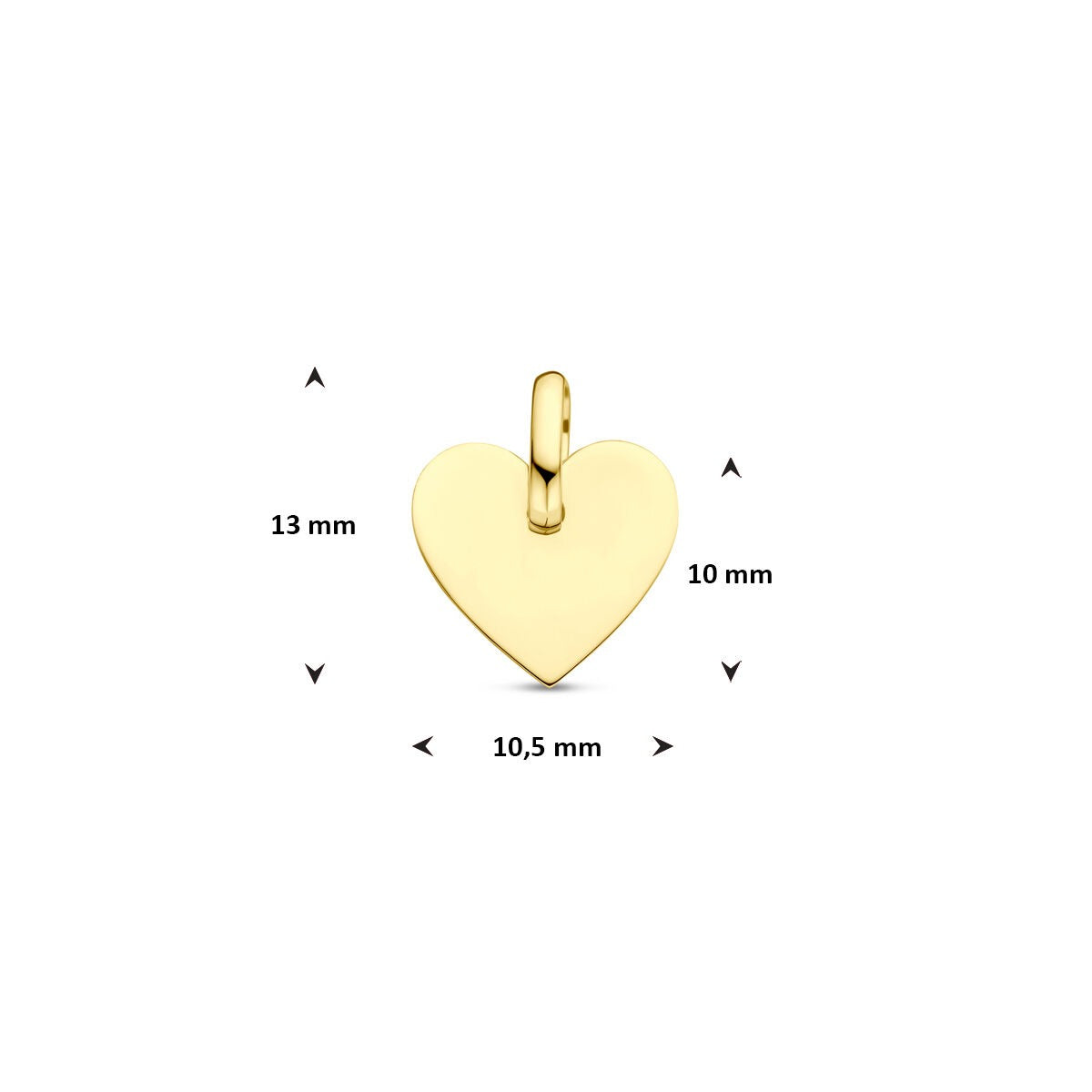 9k Geelgouden Graveerhanger Hartvormig – 13 mm