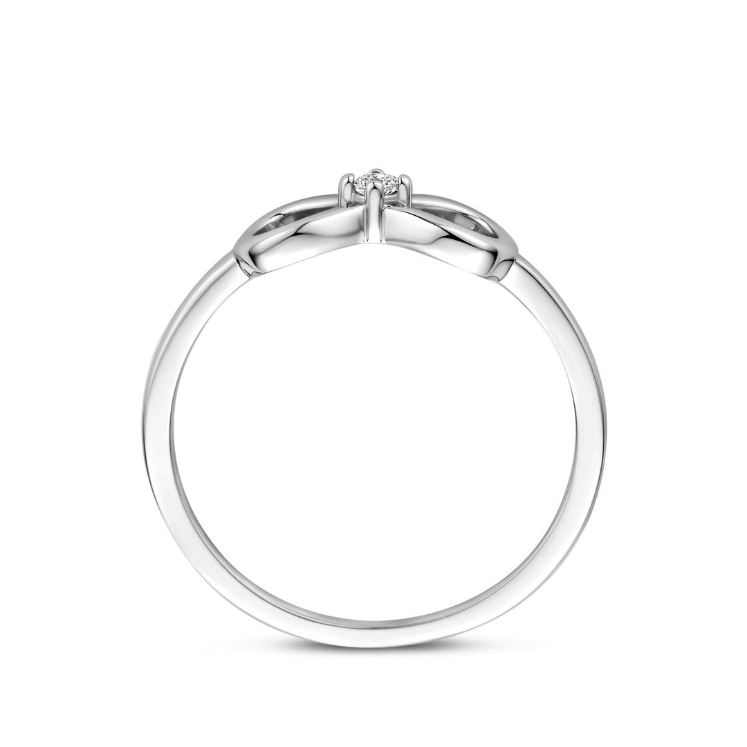 Gerhodineerd 925 zilveren ring met infinity en zirkonia