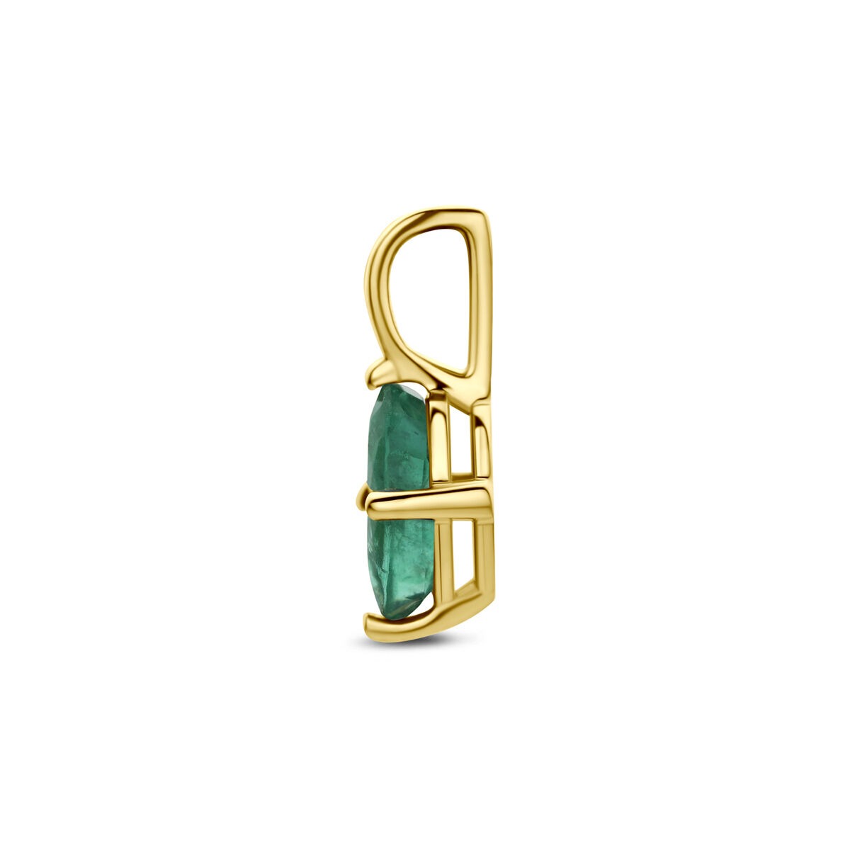 14k geelgouden hanger met smaragd