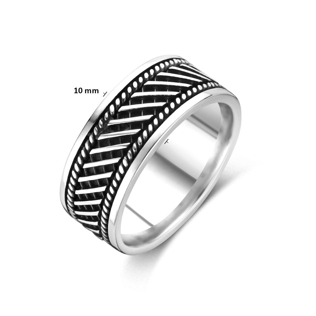 Zilveren herenring geoxideerd – 10mm breed