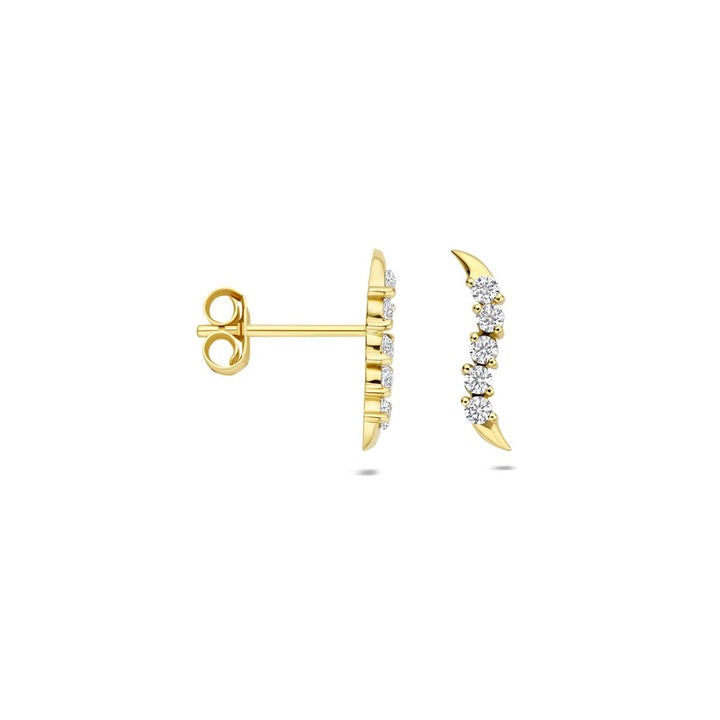 ear studs zirconia 14K yellow gold