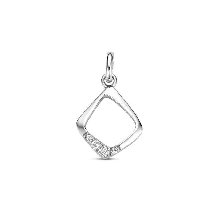 Zilveren hanger met zirkonia – 19 x 11.5 mm