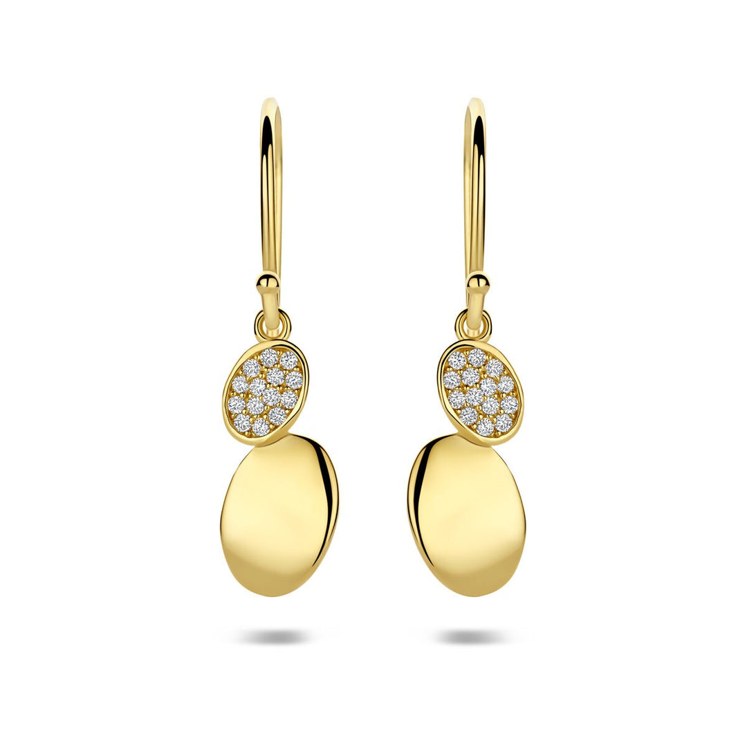 9k Geelgouden oorhangers met zirkonia