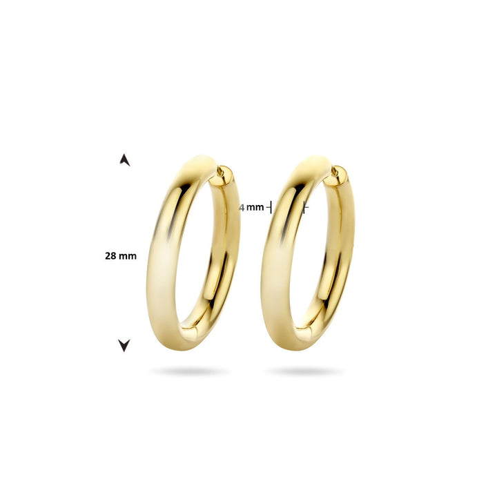 Vergulde zilveren klapoorringen dames – 28x4 mm rond model